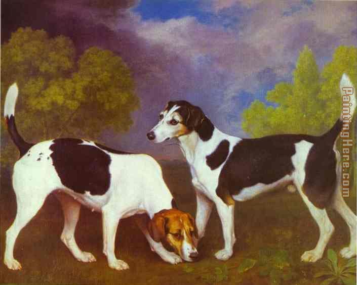 Hound and Bitch in a Landscape painting - George Stubbs Hound and Bitch in a Landscape art painting